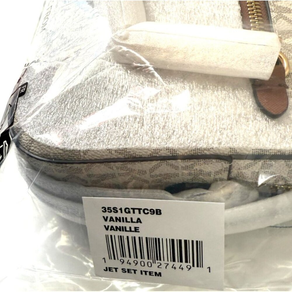 Michael Kors Logo Womens Tan Brown Jet Set Large Logo Crossbody Handbags New - Picture 5 of 8